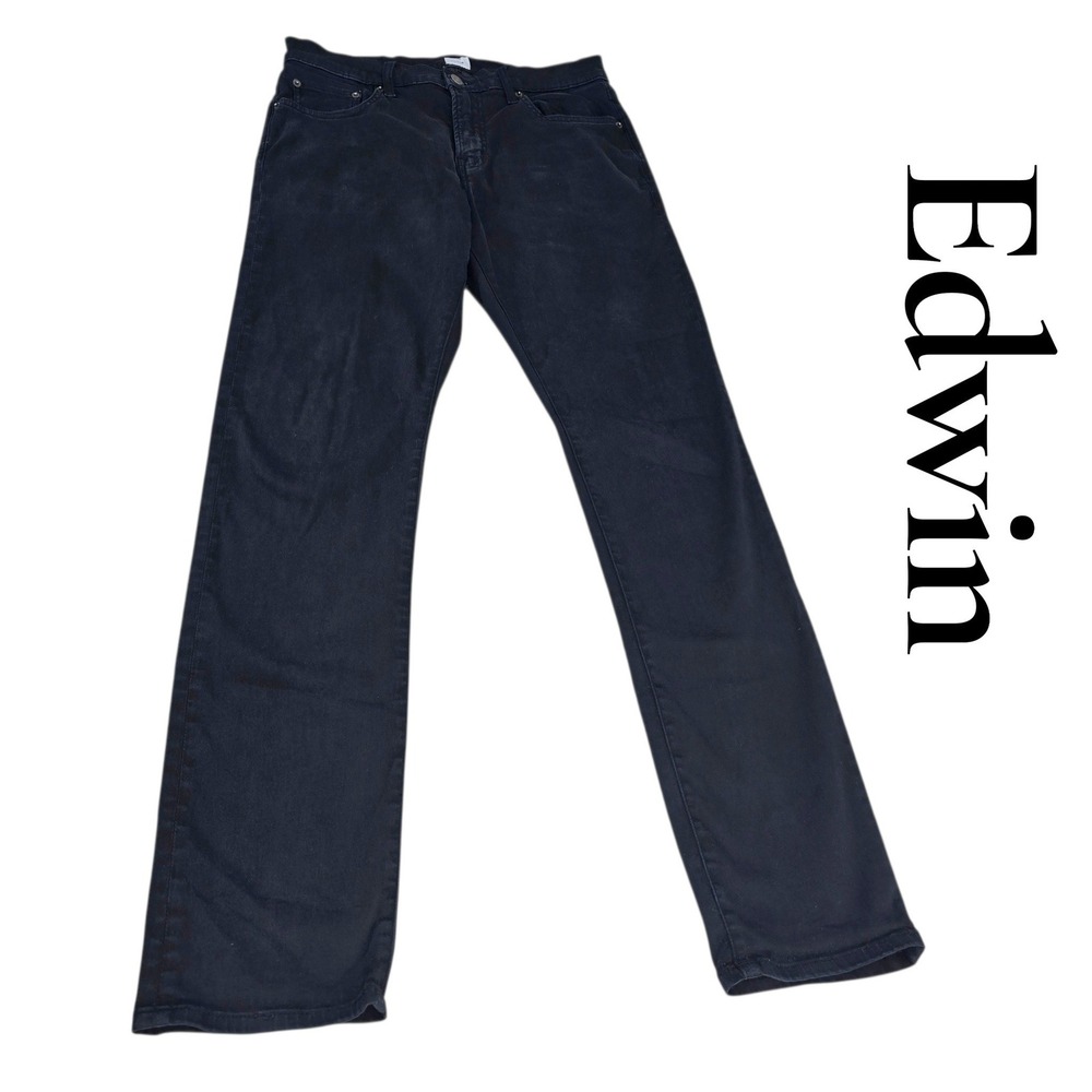 Edwin Maddox Jeans Mens 31 Black Cotton Blend Slim Fit Faded Wash Modern Casual